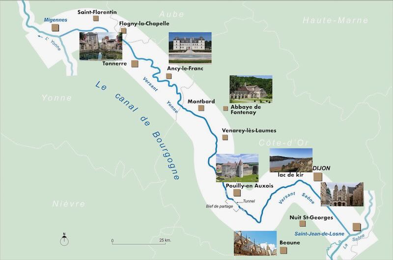 carte canal bourgogne